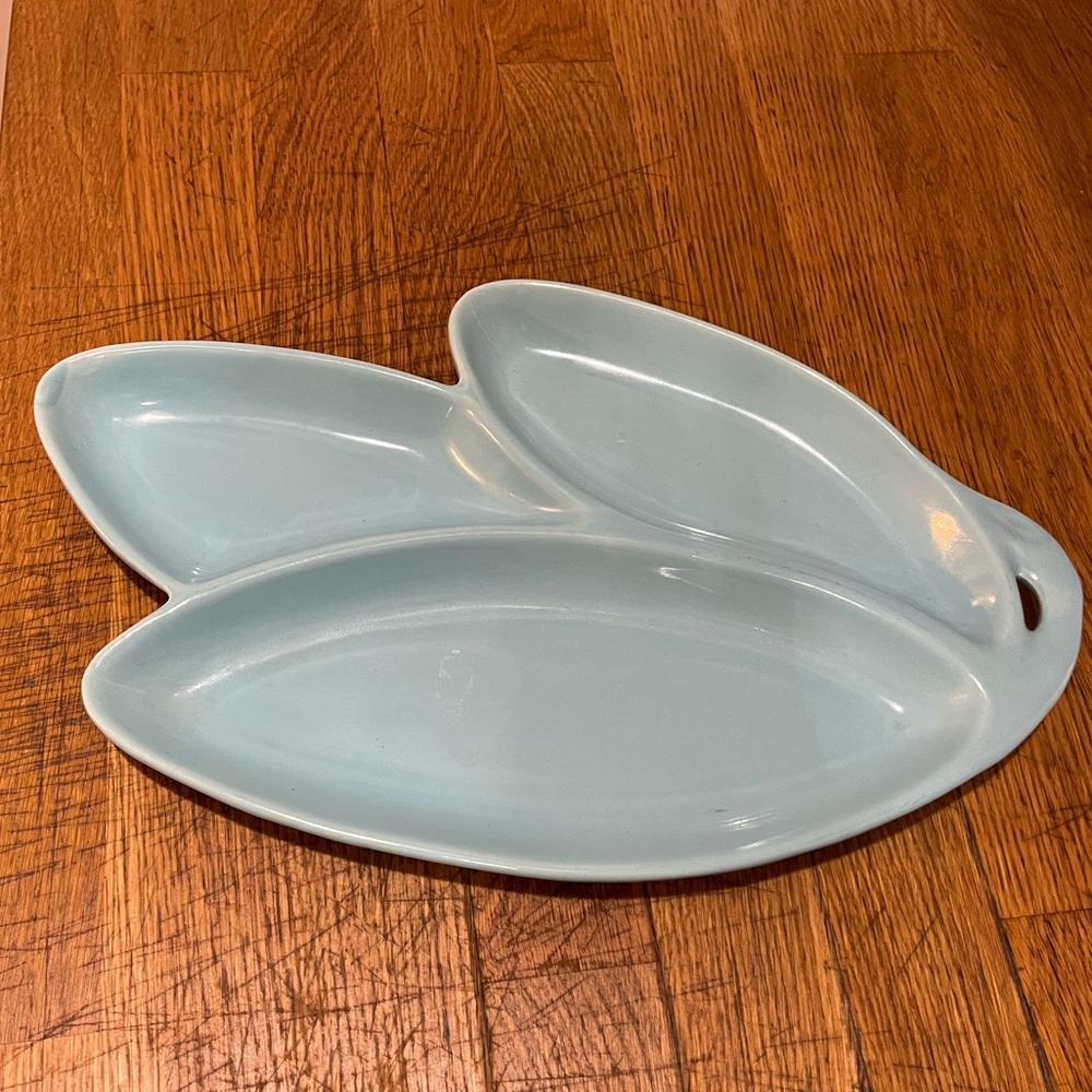 California Pottery Vintage‎ Blue Three Section Midcentury Modern Serving Tray